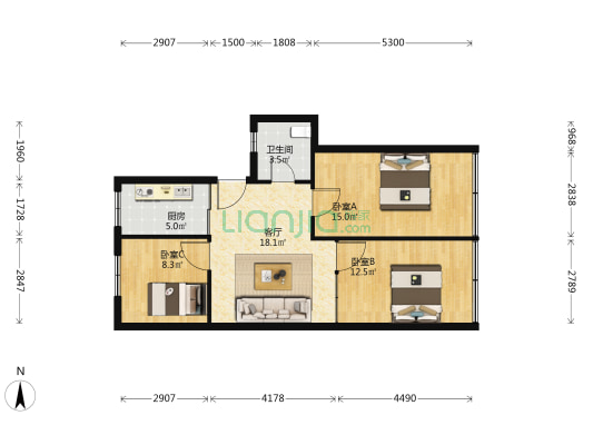 兴关路44号 3室1厅1卫 75平方