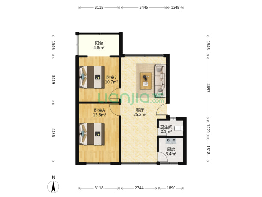 簸箕街126号 2室1厅1卫 74平方