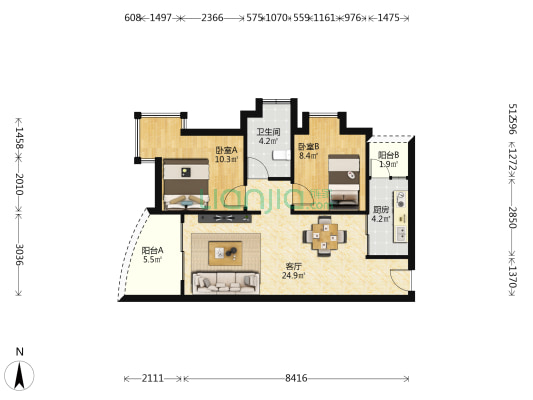 新溪苑小区 2室1厅1卫 72平方