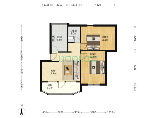 康乐小区（镇海区） 2室1厅1卫 70平方