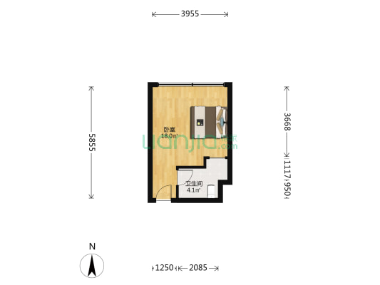 百业广场 1室0厅1卫 36平方