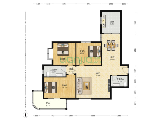 咸宁东路621号 3室2厅2卫 142平方