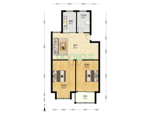 云林春雷苑D区 2室1厅1卫 93平方