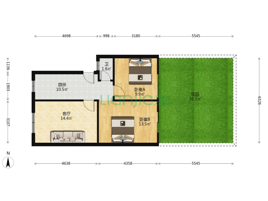 宝生小区 2室1厅1卫 65平方