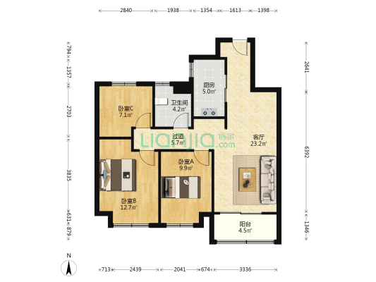 元和悦府 3室1厅1卫 99平方