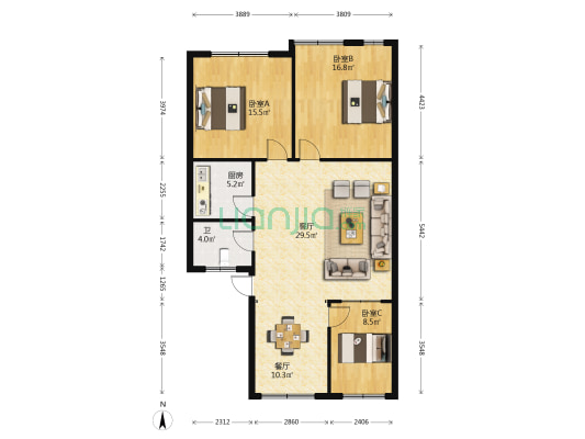 三清山大道12号 3室2厅1卫 101平方