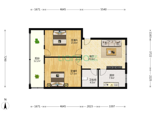 公疗医院家属院 2室1厅1卫 94平方