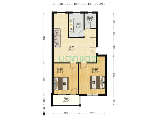 四中宿舍楼 2室1厅1卫 80平方