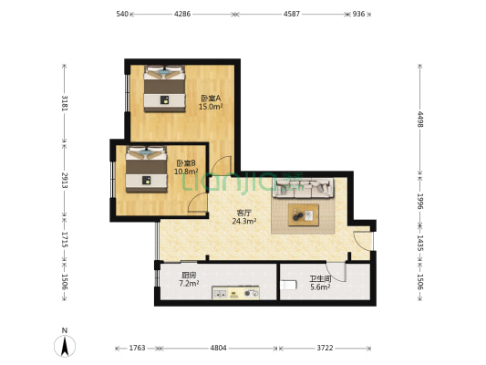 盛东北园 2室1厅1卫 83平方