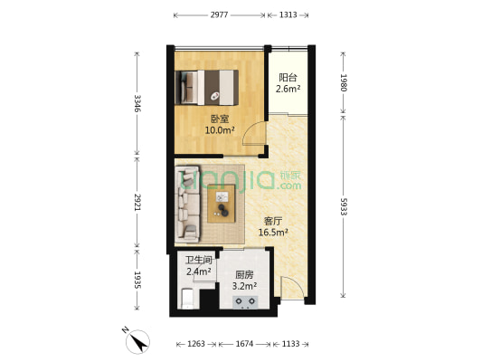 鼎盛广场 1室1厅1卫 47平方