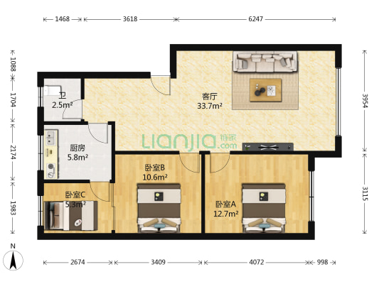 银丰新城 3室1厅1卫 0平方
