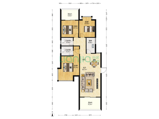 吉苑 3室1厅2卫 115平方