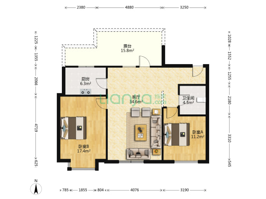 融侨观澜 2室1厅1卫 95平方
