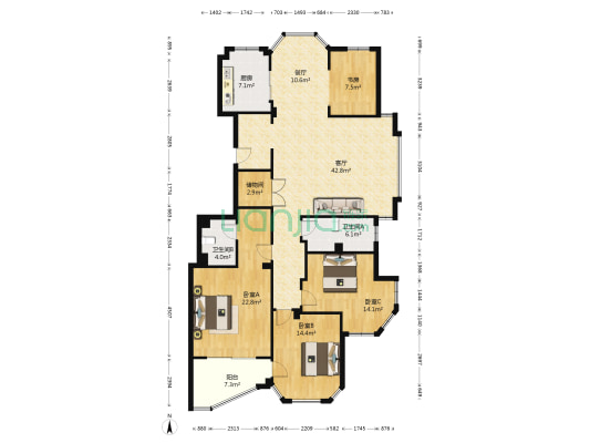 大自然家园二期 4室2厅2卫 173平方