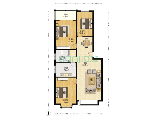 渝东家园 3室1厅1卫 120平方