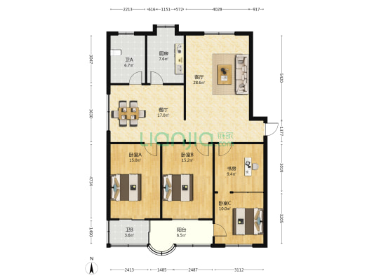 沿湖路11号 4室2厅2卫 138平方