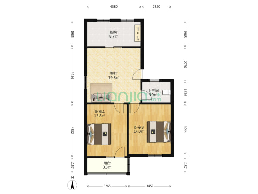 永红路47号 2室1厅1卫 76平方