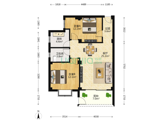 侨福城侨福里 2室1厅1卫 77平方