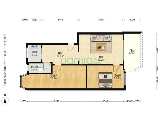 旺屋坑小区 2室2厅1卫 97平方
