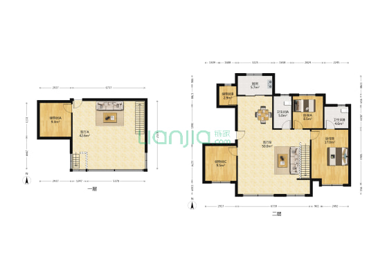 金茂逸墅 2室2厅2卫 216平方