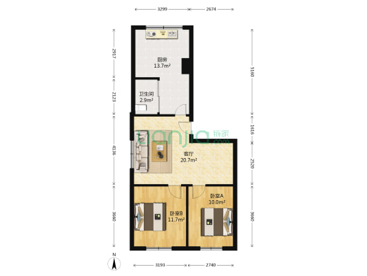 迎春花园 2室1厅1卫 77平方