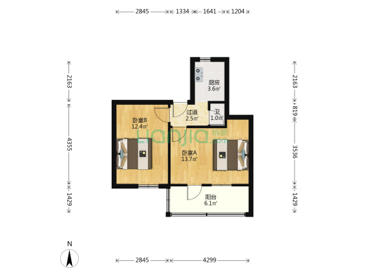 陕西省移动通信公司家属院 2室0厅1卫 57平方