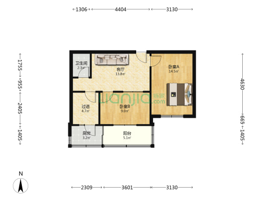 电力设备厂小区 2室1厅1卫 60平方