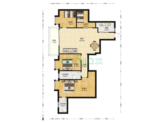 美景苑 4室1厅2卫 139平方