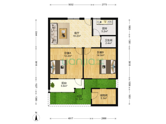 纬十二路 2室1厅1卫 72平方