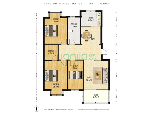 金星苑银河星城 3室1厅1卫 127平方