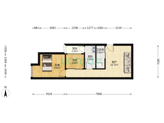 南棠蜜邸 2室1厅1卫 45平方