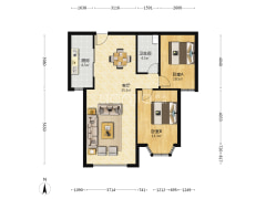 钻石广场，全南两居室，无遮挡，满二，简装，看房方便-涿州钻石广场户型图
