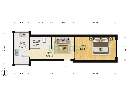 一街社区 1室1厅1卫 38平方