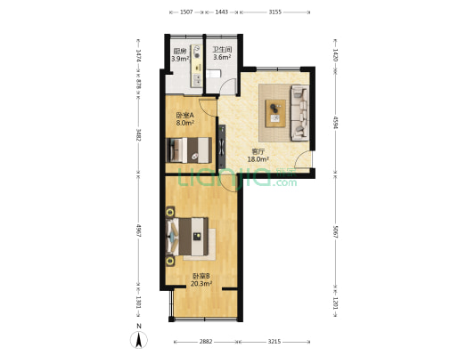 詹家拐子社区 2室1厅1卫 58平方