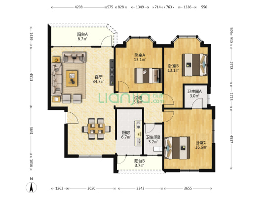 税务综合楼 3室1厅2卫 123平方