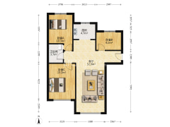 K2狮子城南区 3室1厅 南 北-涿州K2狮子城南区户型图