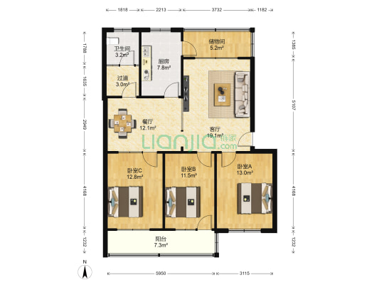 潍坊市技术监督局宿舍 3室2厅1卫 112平方