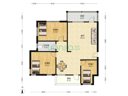 岐山南路商业街南街 3室1厅1卫 99平方