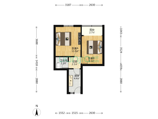 宝昌路220号 2室0厅1卫 42平方