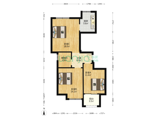 水墩苑二区 3室0厅0卫 86平方