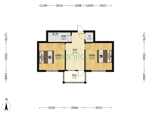 内燃机家属院 2室1厅1卫 52平方