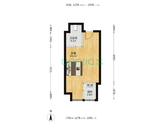 宝进国际 1室0厅1卫 52平方