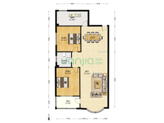 交警大队宿舍 2室1厅1卫 154平方