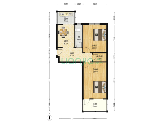 北园大街441号 2室2厅1卫 76平方
