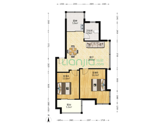 西城春天 2室1厅1卫 81平方