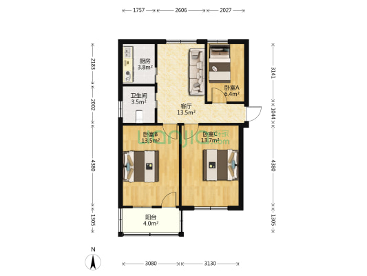 燕甸园 3室1厅1卫 72平方