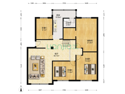 黎明公寓北区 3室1厅1卫 138平方