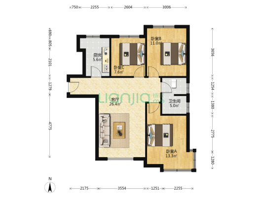 南北通透，小区环境优美，绿化高，出京进京很方便-户型图