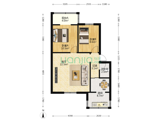 地龙箐攀钢房区 2室1厅1卫 68平方