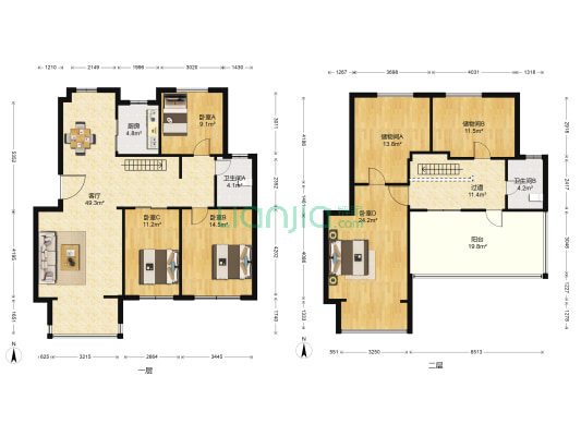 名都绿洲 4室1厅2卫 170平方